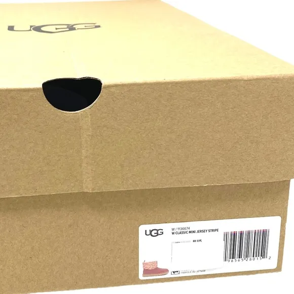 UGG Classic Mini Jersey Boots Winter Suede Stripe Pink Women Size 1136674 BLUS