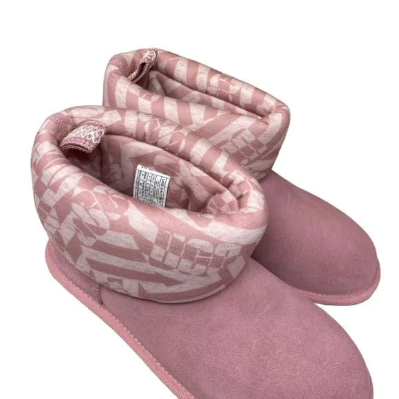 UGG Classic Mini Jersey Boots Winter Suede Stripe Pink Women Size 1136674 BLUS