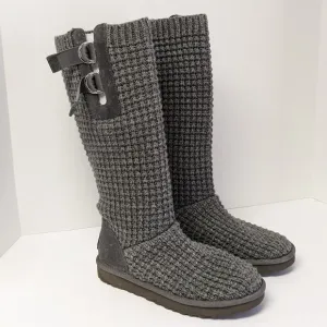 UGG Classic Solene Tall Knit Boots, Grey, Women's 9 M