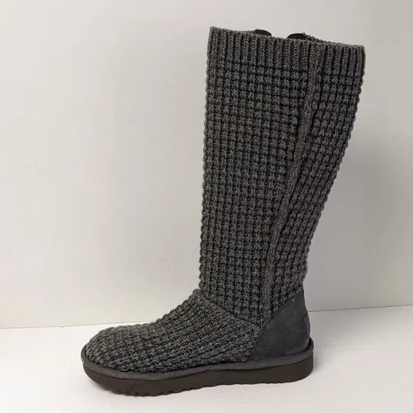 UGG Classic Solene Tall Knit Boots, Grey, Women's 9 M
