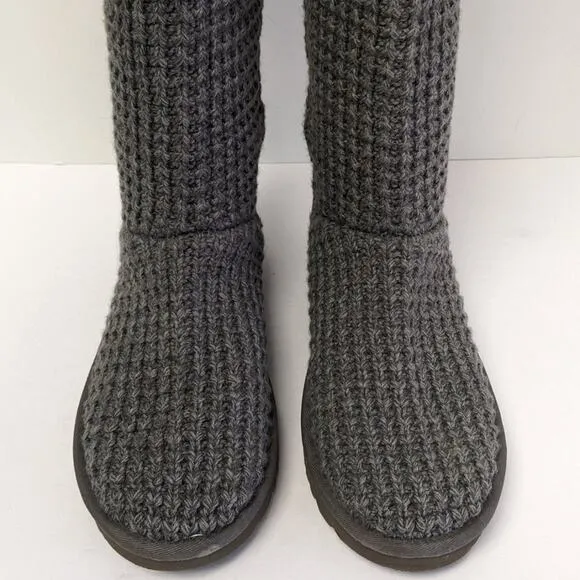 UGG Classic Solene Tall Knit Boots, Grey, Women's 9 M