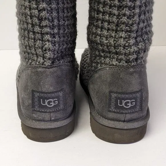 UGG Classic Solene Tall Knit Boots, Grey, Women's 9 M