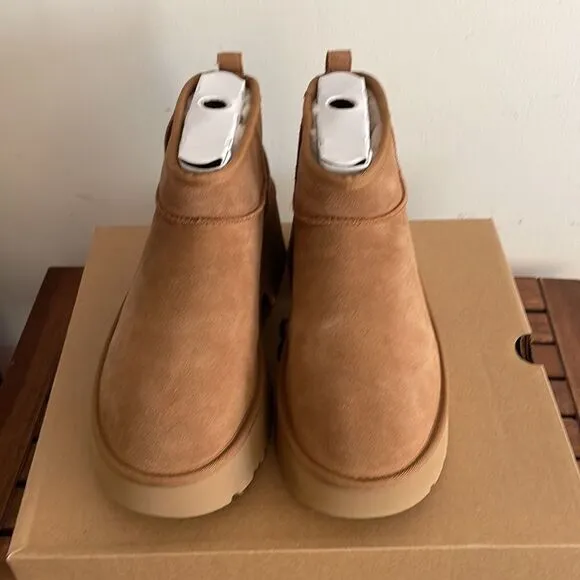 UGG Classic Ultra Mini New Heights Boots Chestnut USA Women Size 8/UK 6/EU 39