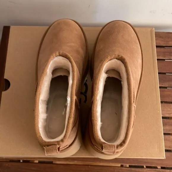 UGG Classic Ultra Mini New Heights Boots Chestnut USA Women Size 8/UK 6/EU 39