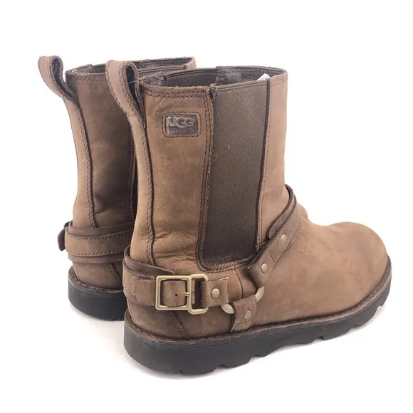 UGG Driskill Brown Leather Motorcycle Winter Boots 9