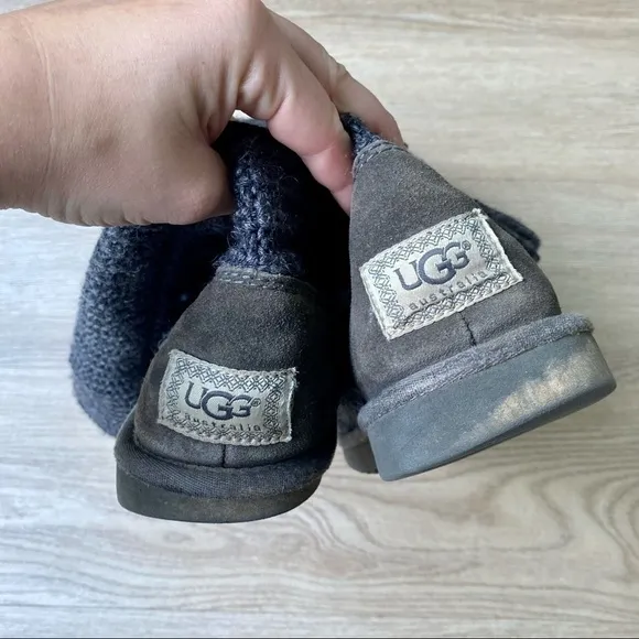 UGG Gray Cardy Tall Knit Winter Boots - Foldable, Size 8