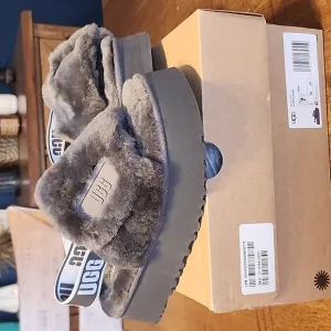 UGG Gray Disco Slide Sandals Comfortable and Stylish