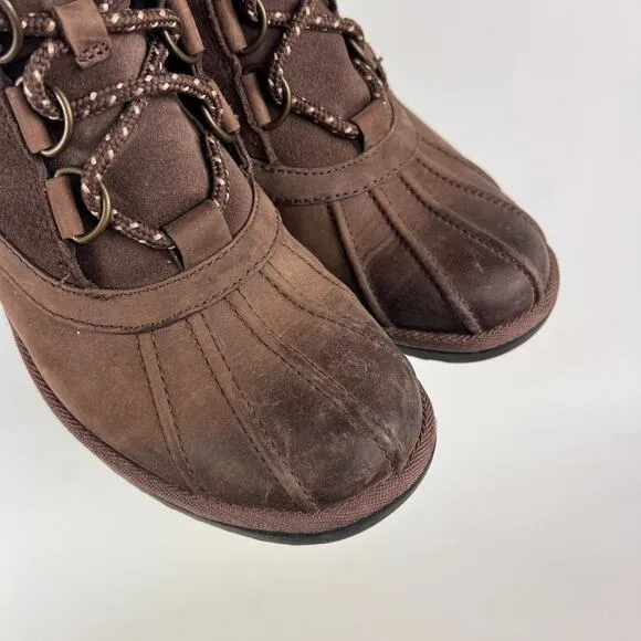 Ugg Greda women's size 6 brown leather waterproof winter lace up boots