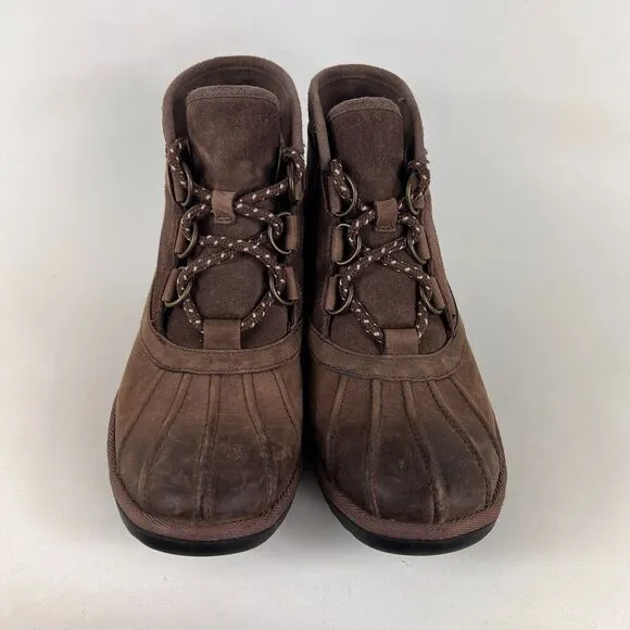 Ugg Greda women's size 6 brown leather waterproof winter lace up boots