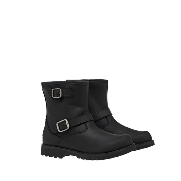 UGG Harwell Black Leather Buckle Moto Biker‎ Winter Boots