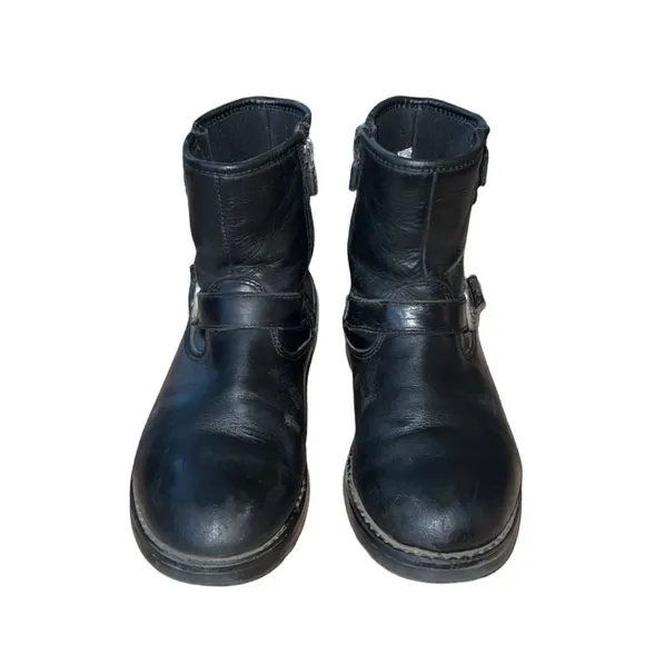 UGG Harwell Black Leather Buckle Moto Biker‎ Winter Boots