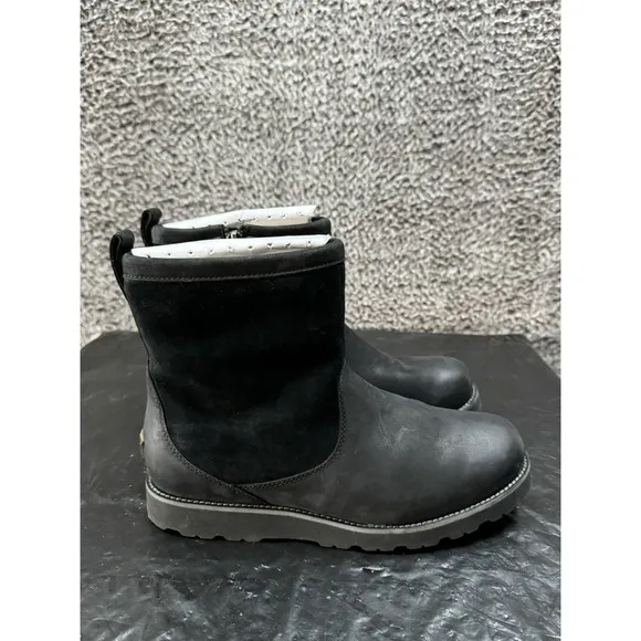 UGG Hendren TL Men's Black Suede Side Zip Sherling Winter Boots Size 9
