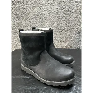 UGG Hendren TL Men's Black Suede Side Zip Sherling Winter Boots Size 9
