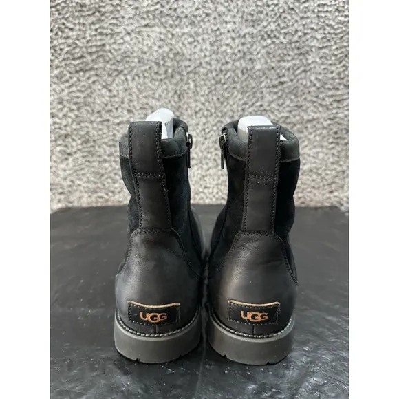 UGG Hendren TL Men's Black Suede Side Zip Sherling Winter Boots Size 9