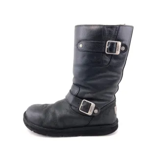 UGG Kensington Black Leather Pull on Winter Boots