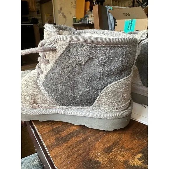 UGG Kids Neumel Chukka‎ Boot Suede Shearling Lined Gray Casual Shoes