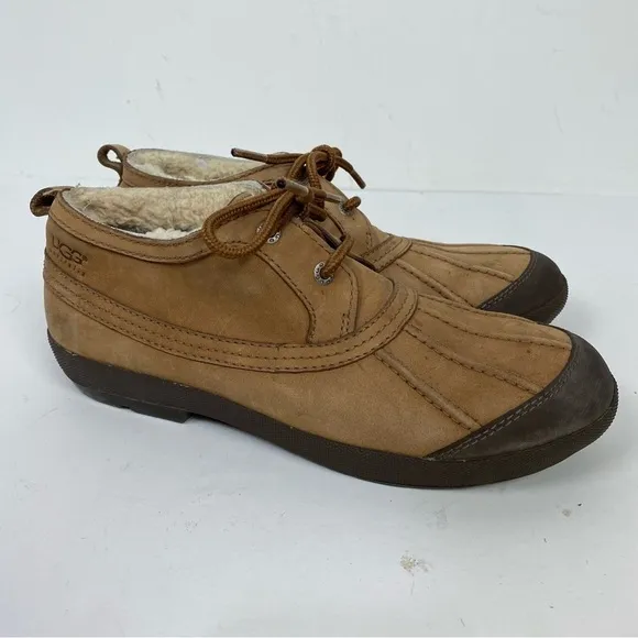 Ugg Leather Brown Sheepskin Lined Duck Boots Winter