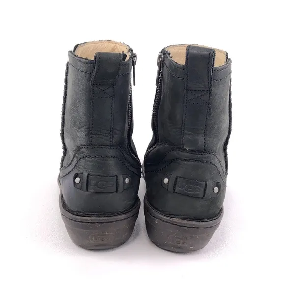 UGG Neevah Black Leather Ankle Winter Boots 7