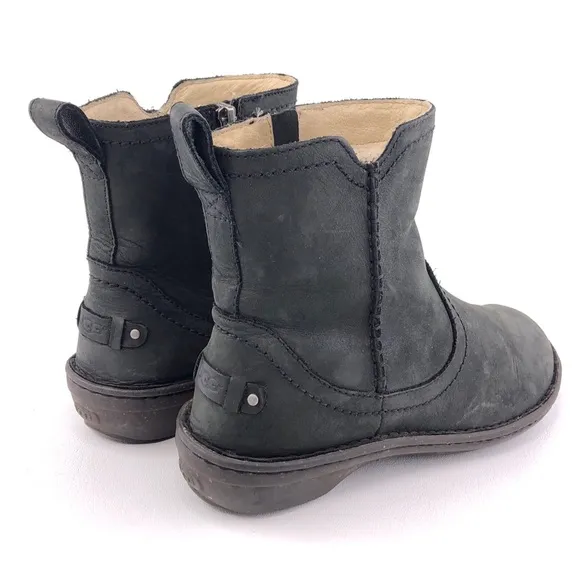 UGG Neevah Black Leather Ankle Winter Boots 7