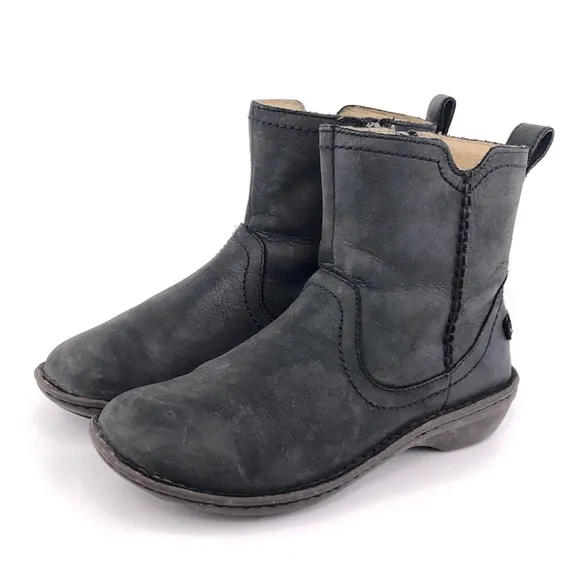 UGG Neevah Black Leather Ankle Winter Boots 7