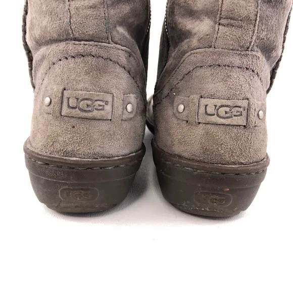 UGG Neevah Gray Leather Sheepskin Winter Boots 7