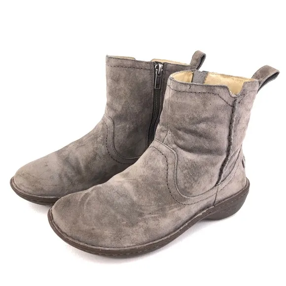 UGG Neevah Gray Leather Sheepskin Winter Boots 7