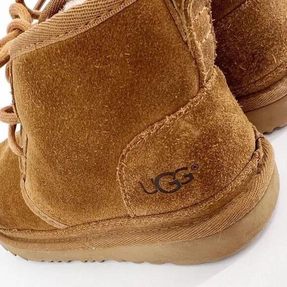UGG Nuemel II Youth Kids 1 Chestnut Brown Suede Winter Boots