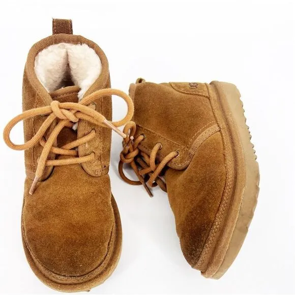 UGG Nuemel II Youth Kids 1 Chestnut Brown Suede Winter Boots