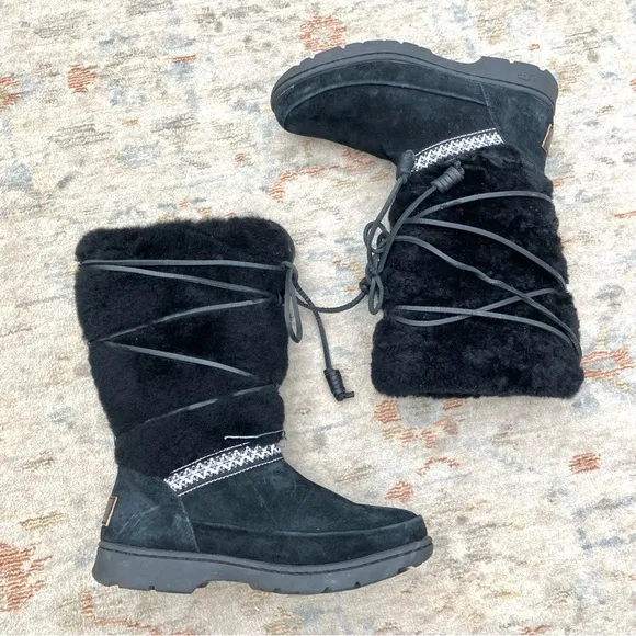 Ugg Pure 1013000 NWT New Black Sherpa Winter Boots Sz 5