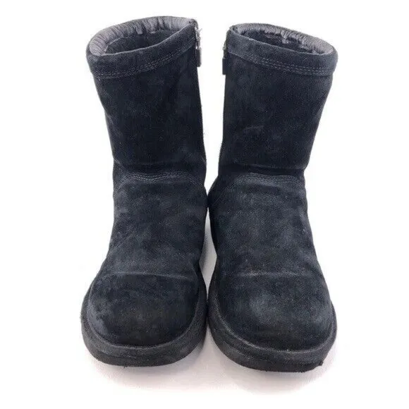 UGG Roslyn Black Leather Sheepskin Winter Boots 7