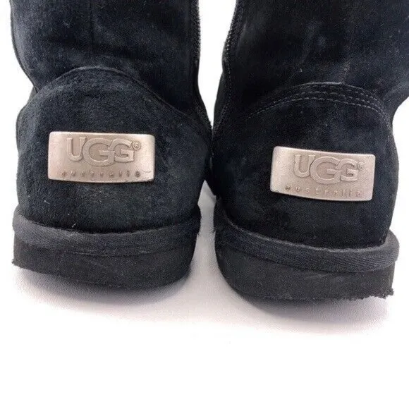 UGG Roslyn Black Leather Sheepskin Winter Boots 7