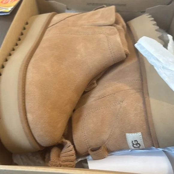 UGG Tan Winter Boots with Suede Finish and Chunky Sole