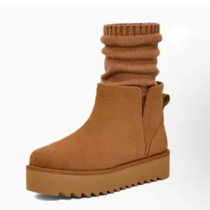 UGG Tan Winter Boots with Suede Finish and Chunky Sole