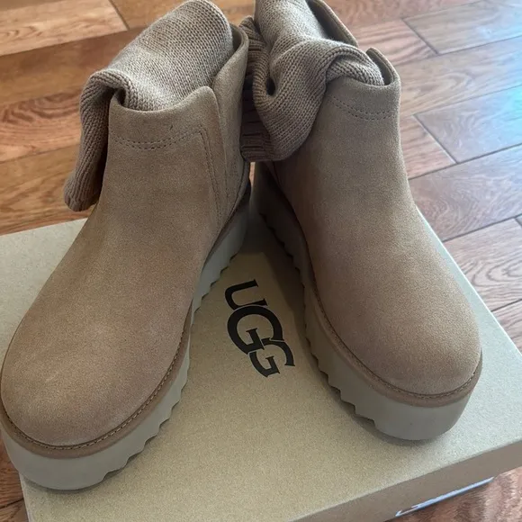 UGG Tan Winter Boots with Suede Finish and Chunky Sole