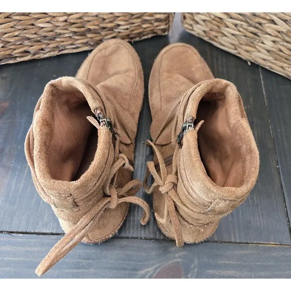 Ugg  Womens 1019129 sz 7 Brown Suede Zip Up Ankle Boots #14