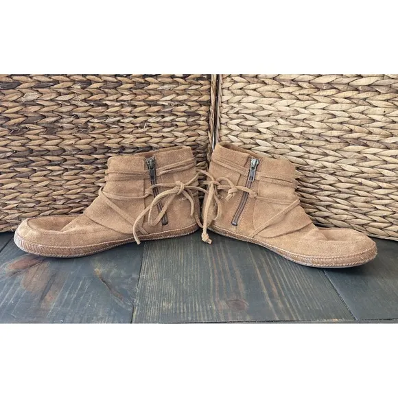 Ugg  Womens 1019129 sz 7 Brown Suede Zip Up Ankle Boots #14