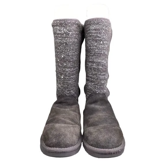 UGG Women's Camaya Grey Suede Knit Pull On Winter Boot Size US 7