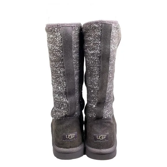 UGG Women's Camaya Grey Suede Knit Pull On Winter Boot Size US 7