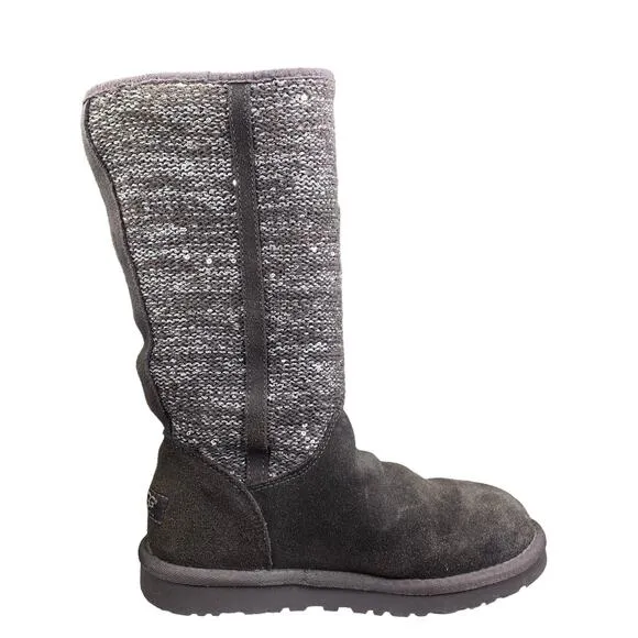 UGG Women's Camaya Grey Suede Knit Pull On Winter Boot Size US 7