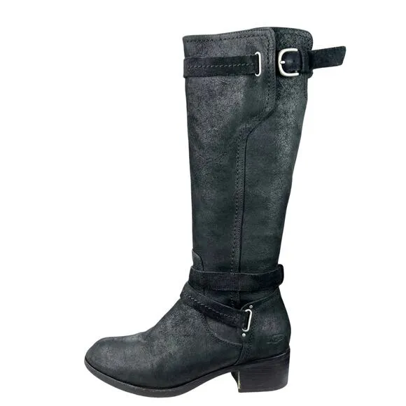 UGG Women’s Darcie Black Leather Moto Combat Riding Boots Size US 7