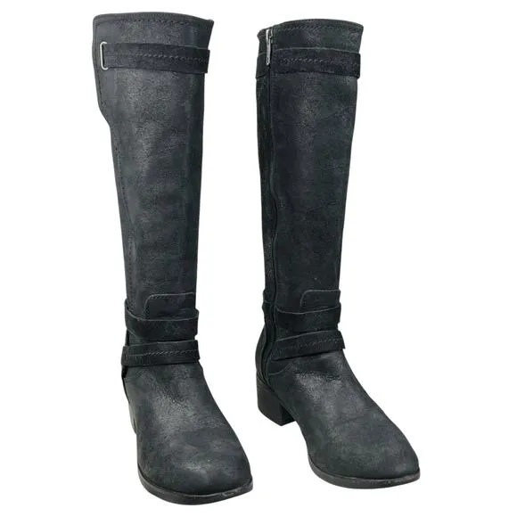 UGG Women’s Darcie Black Leather Moto Combat Riding Boots Size US 7