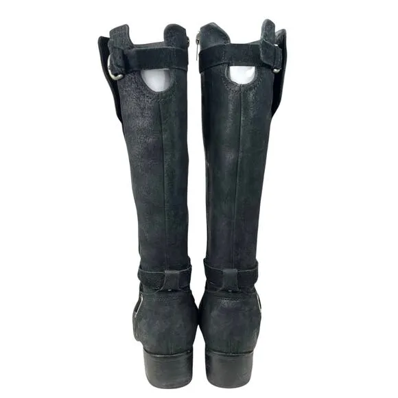UGG Women’s Darcie Black Leather Moto Combat Riding Boots Size US 7