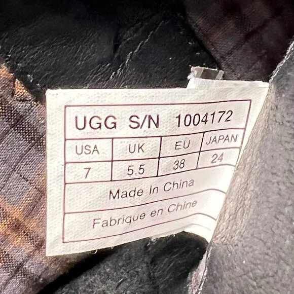 UGG Women’s Darcie Black Leather Moto Combat Riding Boots Size US 7