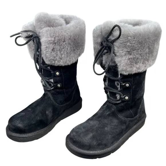 UGG Women’s Montclair Black Suede Lined Winter Boot Size US 6