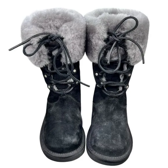 UGG Women’s Montclair Black Suede Lined Winter Boot Size US 6