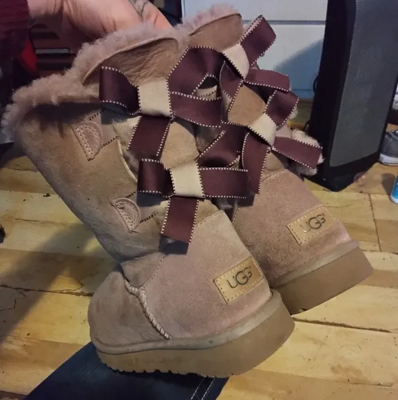UGG Women's Pink &amp; Purple Bailey Bow II