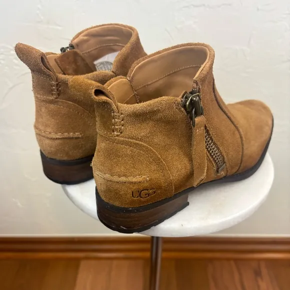 UGG Women's Suede‎ Ankle Boot Aureo II Chestnut Taupe Brown Shoe Leather Sz 8