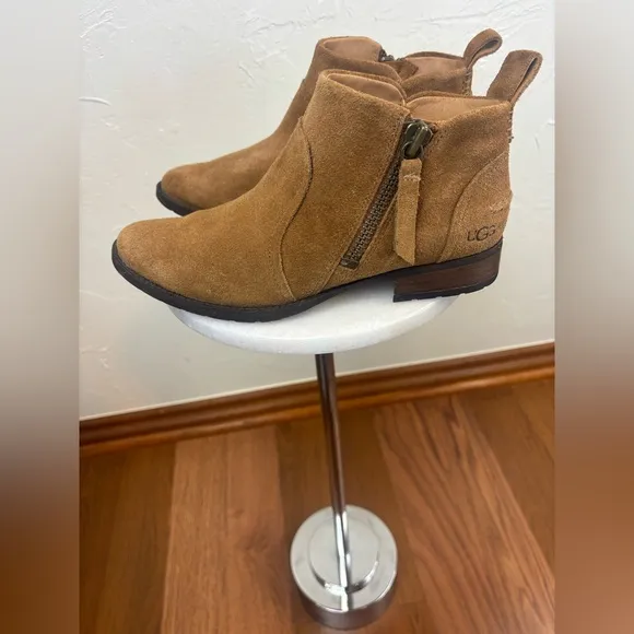 UGG Women's Suede‎ Ankle Boot Aureo II Chestnut Taupe Brown Shoe Leather Sz 8