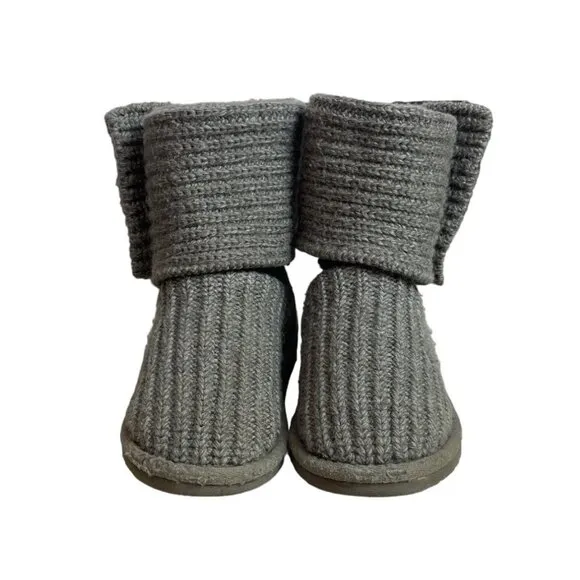 Ugg Youth Kids Girl Grey Wool  Convertible Winter Boots Sz 1