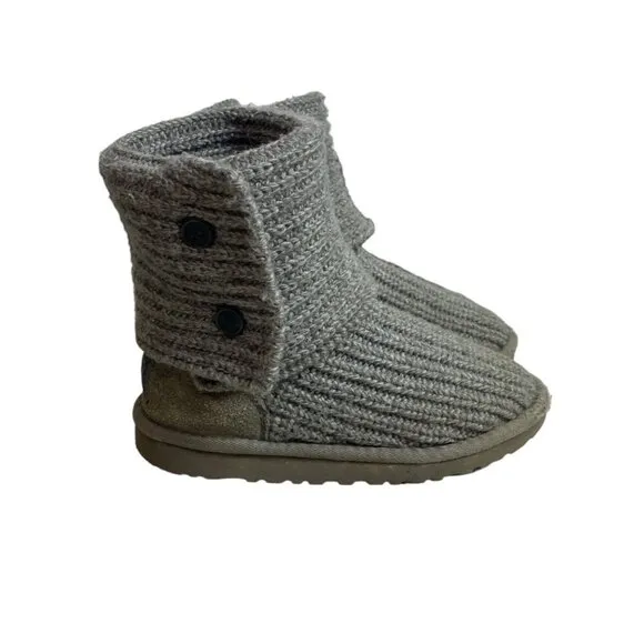 Ugg Youth Kids Girl Grey Wool  Convertible Winter Boots Sz 1
